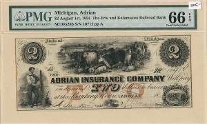 Adrian Insurance Co. - Obsolete Banknote - Paper Money
